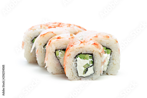 sushi roll isolated on white background.