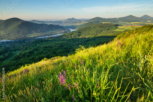 Spring morning over the labe river near Ústí nad labem in the Czech republic