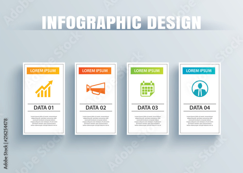 Infographics square paper with 4 data template. Vector illustration abstract background. Can be used for workflow layout, business step, tag, banner, web design.