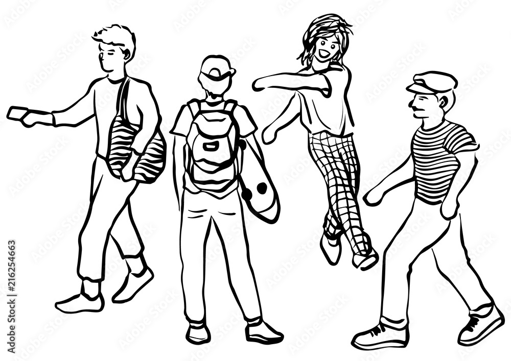 set person activities vector doodle hand drawing sketch illustration ...