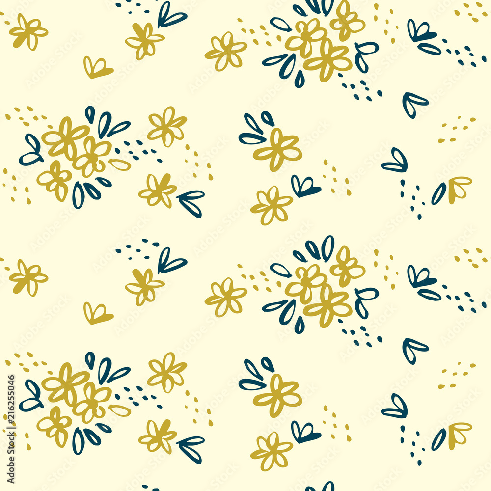 Obraz premium Naive simple floral seamless pattern