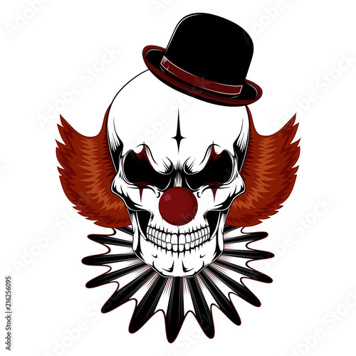 Vector image of a clown skull.