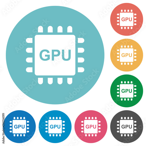 Graphics processing unit flat round icons