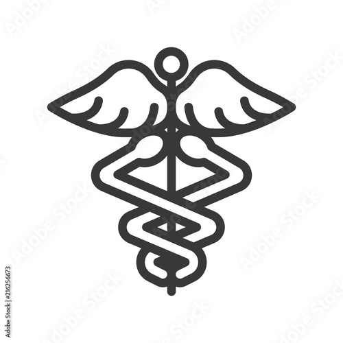 caduceus a symbolic represents  Hermes, use in astrology, alchemy, and astronomy, outline icon