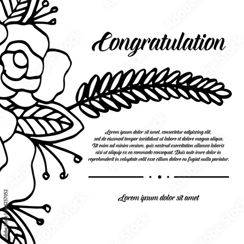 Vintage flower art congratulation design vector illustration