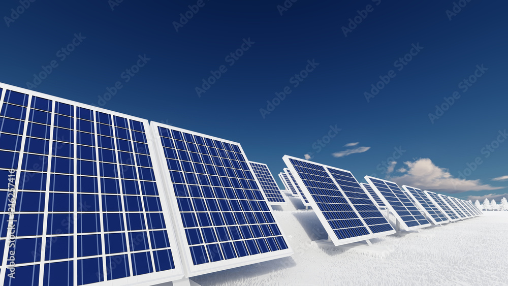 Obraz premium Solar Panels on White Field