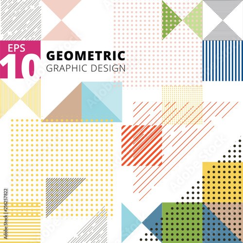 Abstract multicolor geometric pattern. Trendy geometric elements modern design.