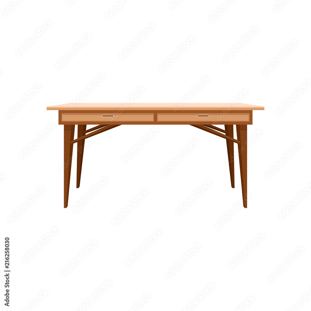 Wooden table, interior design element vector Illustration on a white background Wooden table, interior design element vector Illustration on a white background