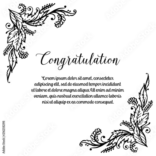 Collection congratulation card with flower hand draw vector illustration