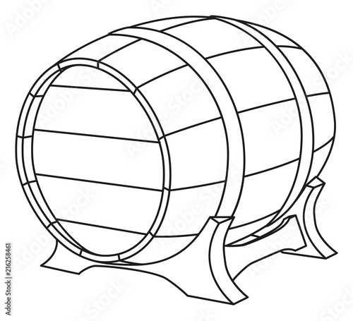 Line art black and white beer barrel