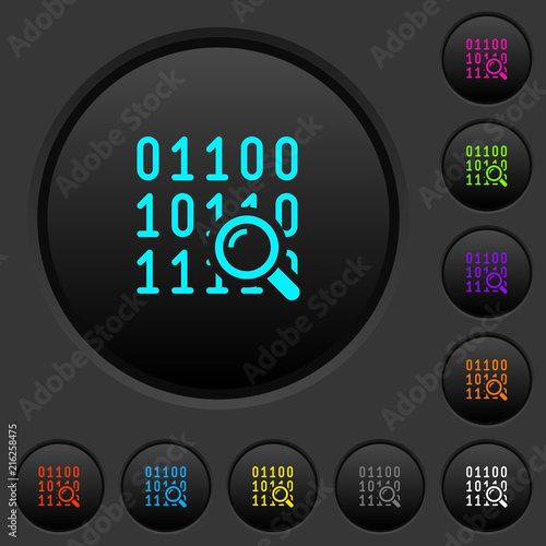 Code analysis dark push buttons with color icons
