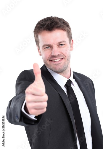successful businessman showing thumb up