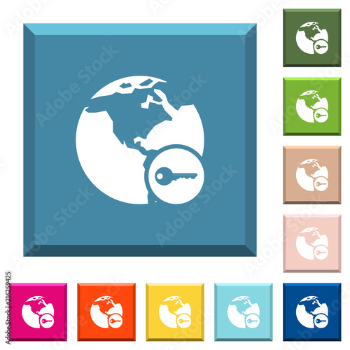 Secure internet surfing white icons on edged square buttons