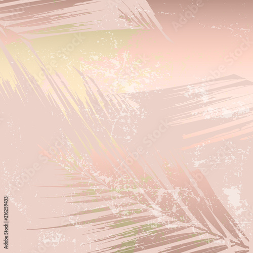Autumn abstract foliage rose gold blush background. Chic trendy print with bo...