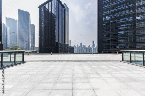 Wallpaper Mural Panoramic skyline and modern business office buildings with empty road,empty concrete square floor Torontodigital.ca