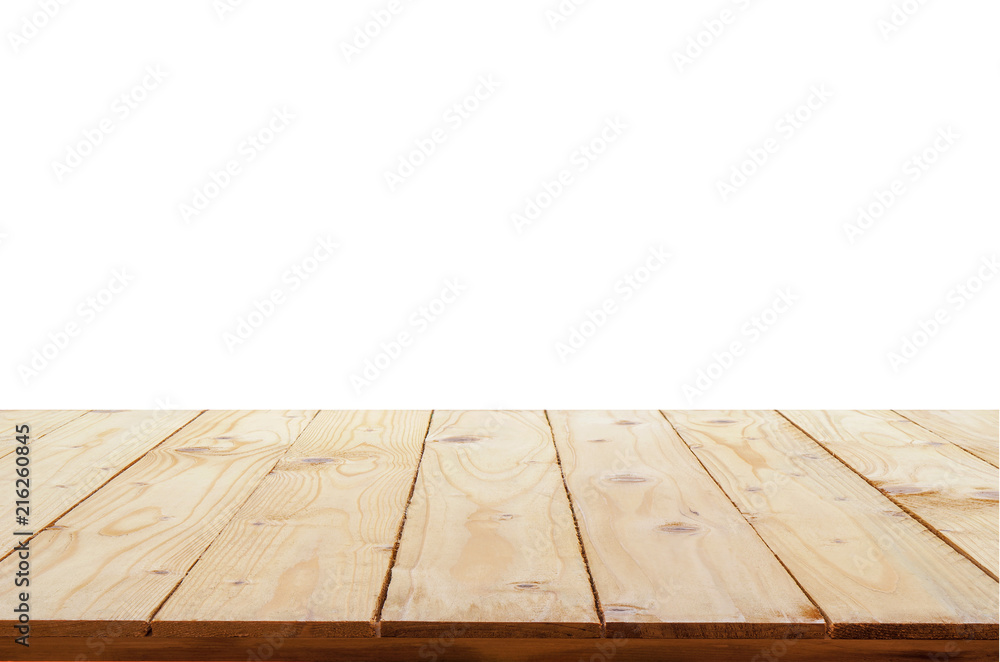 Wood table top on white background Wood table top on white background