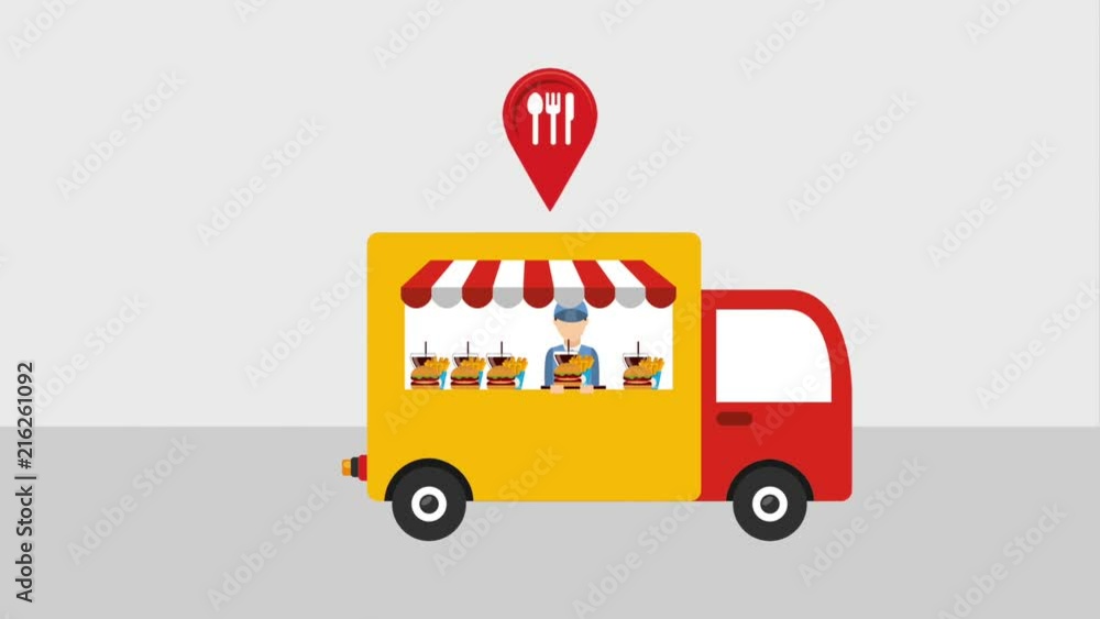 man chef food truck delicious menu animation hd man chef food truck delicious menu animation hd