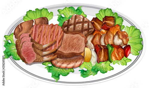 Plate of different meat