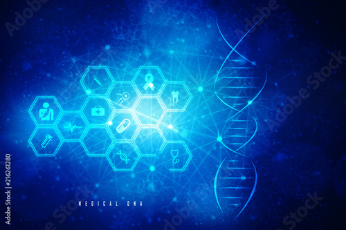 2d render of dna structure  abstract background