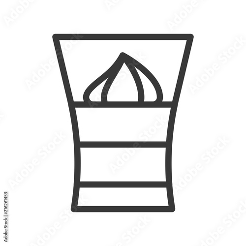 shot glass dessert, tiramisu or mousse cake, sweets and dessert outline icon set