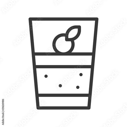 shot glass dessert, tiramisu or mousse cake, sweets and dessert outline icon set