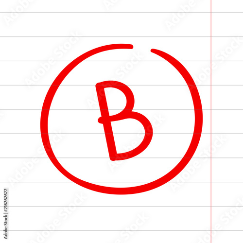 B examination result grade red latter mark.
