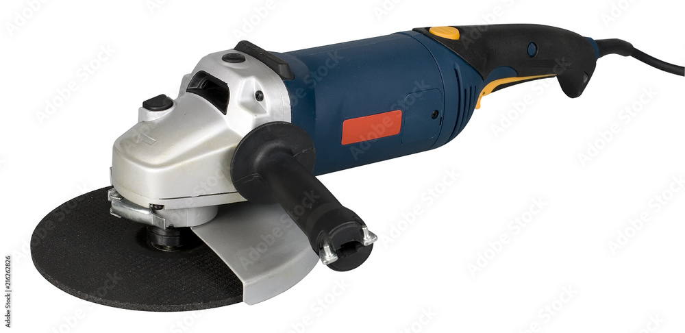 Angle grinder with abrasive disk isolated on a white background with clipping path Angle grinder with abrasive disk isolated on a white background with clipping path