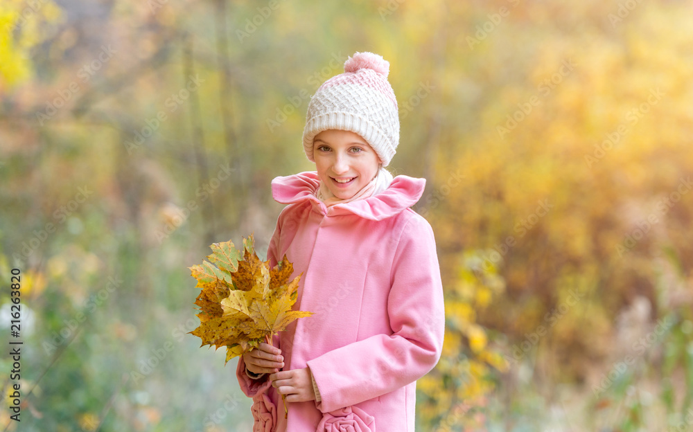 little girl in an autumn forest little girl in an autumn forest