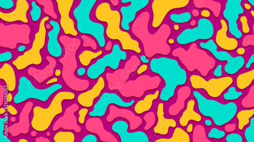 Vector colored blots, seamless rectangular four-colored pattern, multi-colored spots, flat drops and smudges.