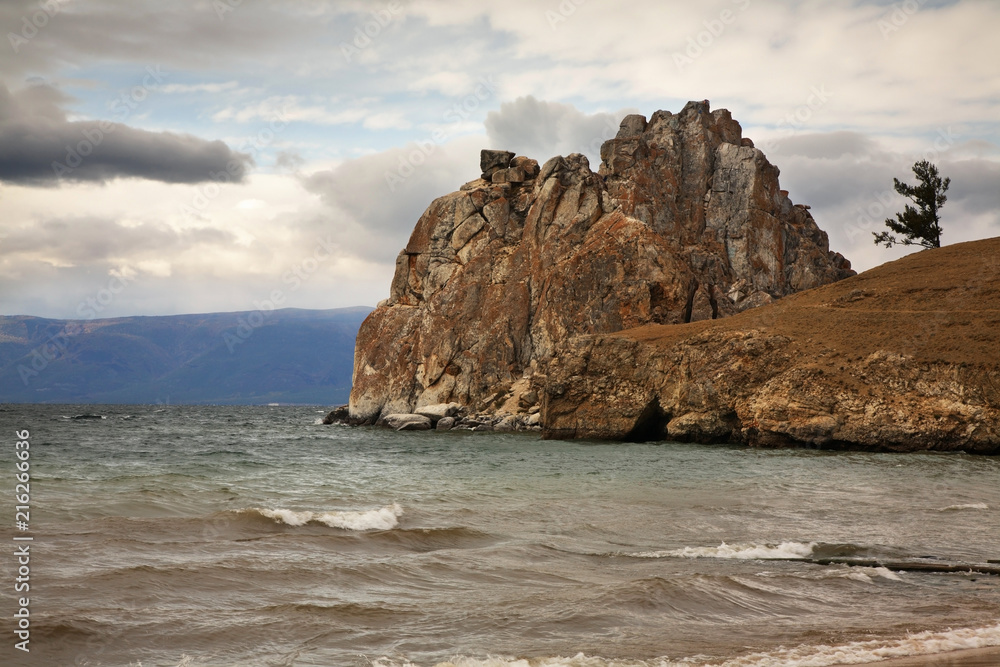 Fototapeta premium Shaman Rock in Khuzhir. Olkhonsky district. Irkutsk oblast. Russia