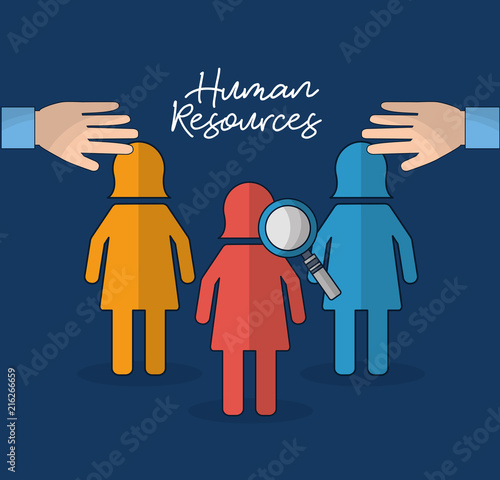 human resources search employed hands vector illustration
