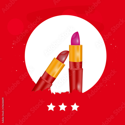 Illustration of background with Lipstick with different shades