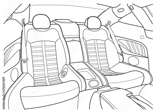 Machine inside. Interior of the vehicle.