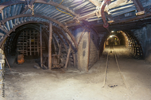 Two mine tunnel, underground