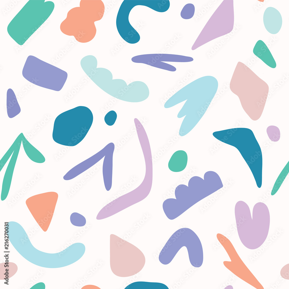 Abstract Cut Out Shapes, Vector Pattern Seamless Background, Hand Drawn ...