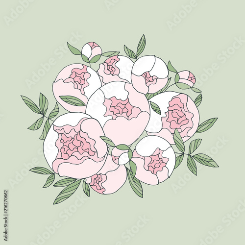Elegant modern peony flower bouquet