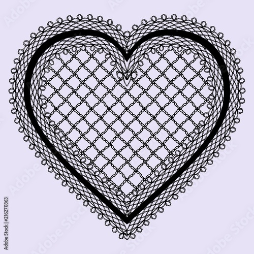 Vintage lace heart frame. Feminine luxury element for the design of invitations, cards or decoupage.