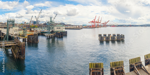 Seattle skyline and waterfront view  Washington state  USA