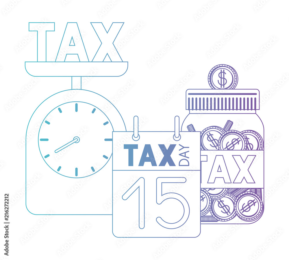 scale with tax and calendar vector illustration design