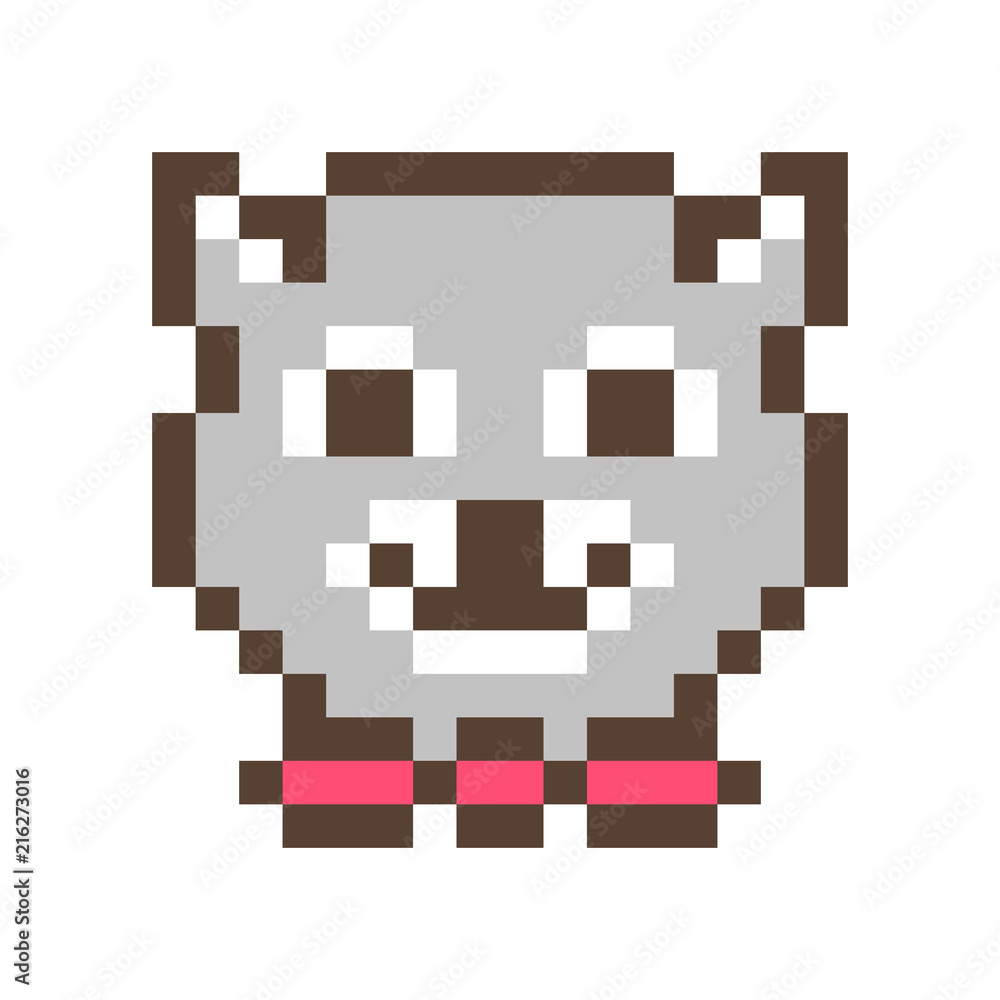 Vetor do Stock: Cute smiling raccoon muzzle,16x16 pixel art icon ...