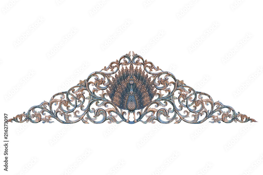 Obraz premium Pattern of wood carved isolated on white background