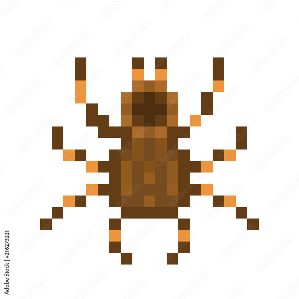 Fototapeta premium Pixel art tarantula isolated on white background. Exotic pet spider. Spooky halloween character. Retro vintage 80s; 90s slot machine/video game graphics. Large dangerous insect.Fauna of South America