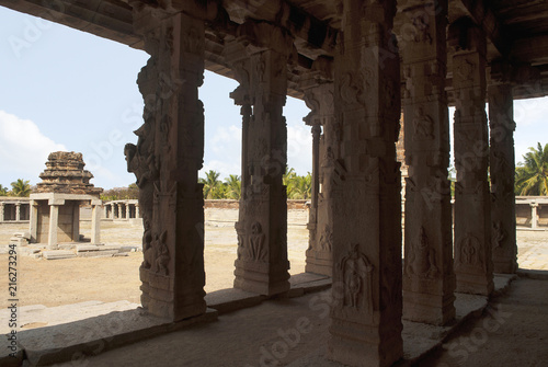 View of Pattabhirama Temple from Kalyana Mandapa, Divine Marriage Hall. Hampi, Karnataka