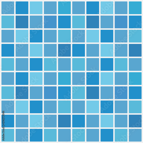 Blue ceramic tile mosaic in swimming pool. Vector illustration.