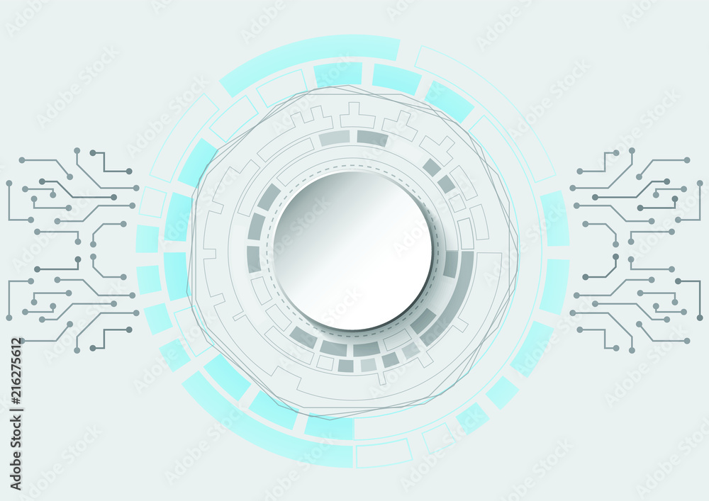 Abstract blue technology background with gray circle tech , Vector illustration