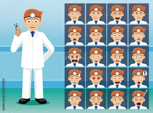 Hospital Dentist Cartoon Character Emotion faces