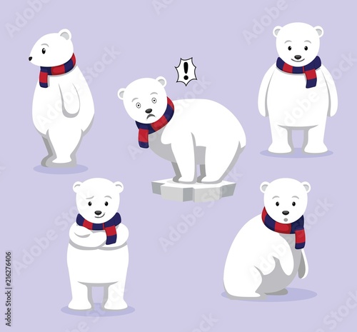 Polar Bear Poses Cartoon Vector Illustration
