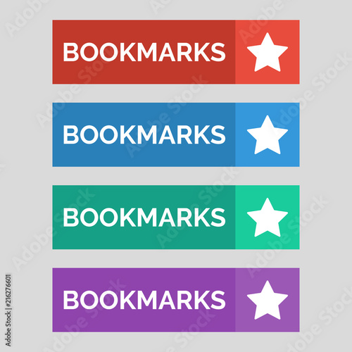 Bookmarks flat buttons on grey background.