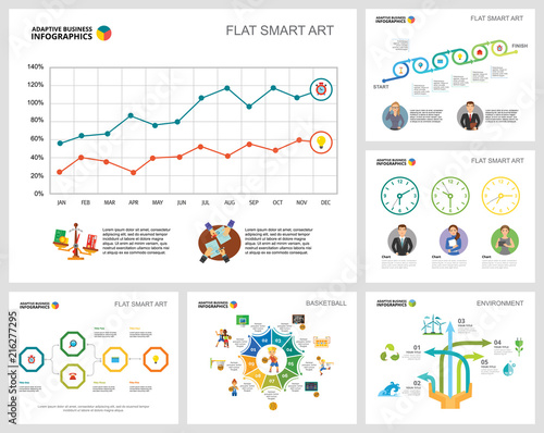 Colorful basketball and ecology concept infographic charts set. Business design elements for presentation slide templates. For corporate report, advertising, leaflet layout and poster design.