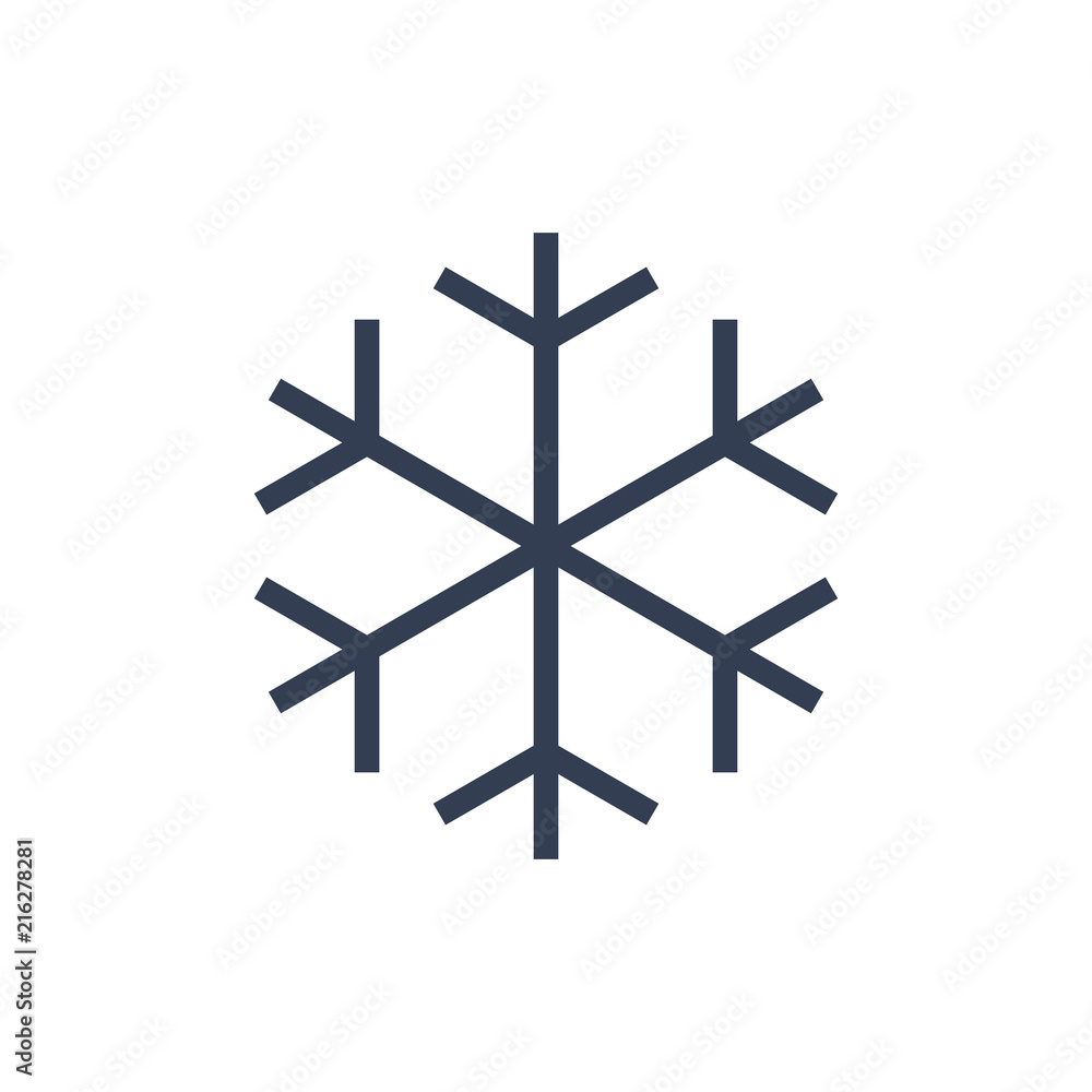 Snowflake icon. Black silhouette snow flake sign, isolated on white background. Flat design. Symbol of winter, frozen, Christmas, New Year holiday. Graphic element decoration. Vector illustration Snowflake icon. Black silhouette snow flake sign, isolated on white background. Flat design. Symbol of winter, frozen, Christmas, New Year holiday. Graphic element decoration. Vector illustration